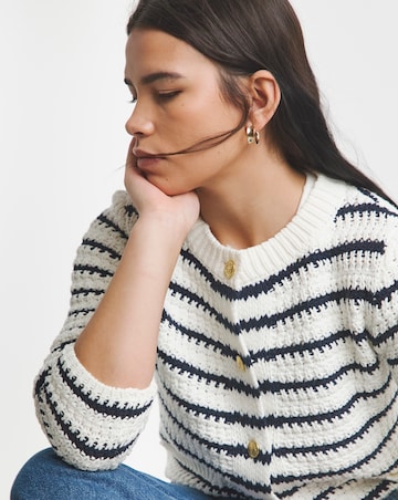 Simply Be Stripe Crew Neck Cardigan