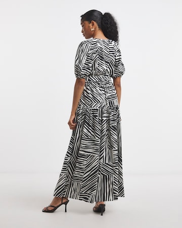 Flounce London Black Crepe Printed Maxi Dress