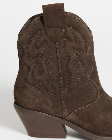 Angelique Embroidered Leather Ankle Western Boots - Wide Fit (E)