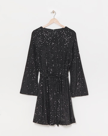 Black Sequin Skater Dress