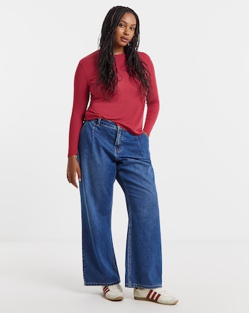 Red Long Sleeve Soft Rib Top
