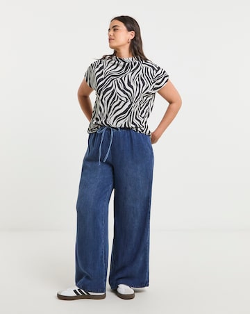 Simply Be Zebra Print Slash Neck Mesh Top
