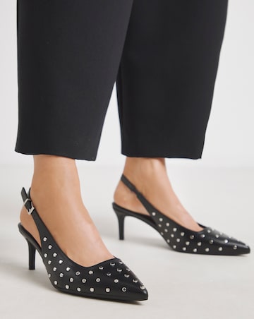 Melinda Studded Pointy Toe Slingback Shoes Wide E Fit