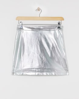 Silver PU A-Line Mini Skirt