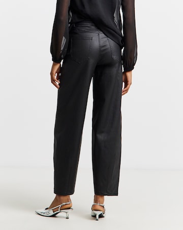 Black Coated Barrel Leg Jeans