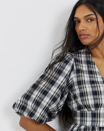 Mono Check Midi Dress