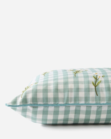 Julipa Daisy Floral Embroidered Check Cushion