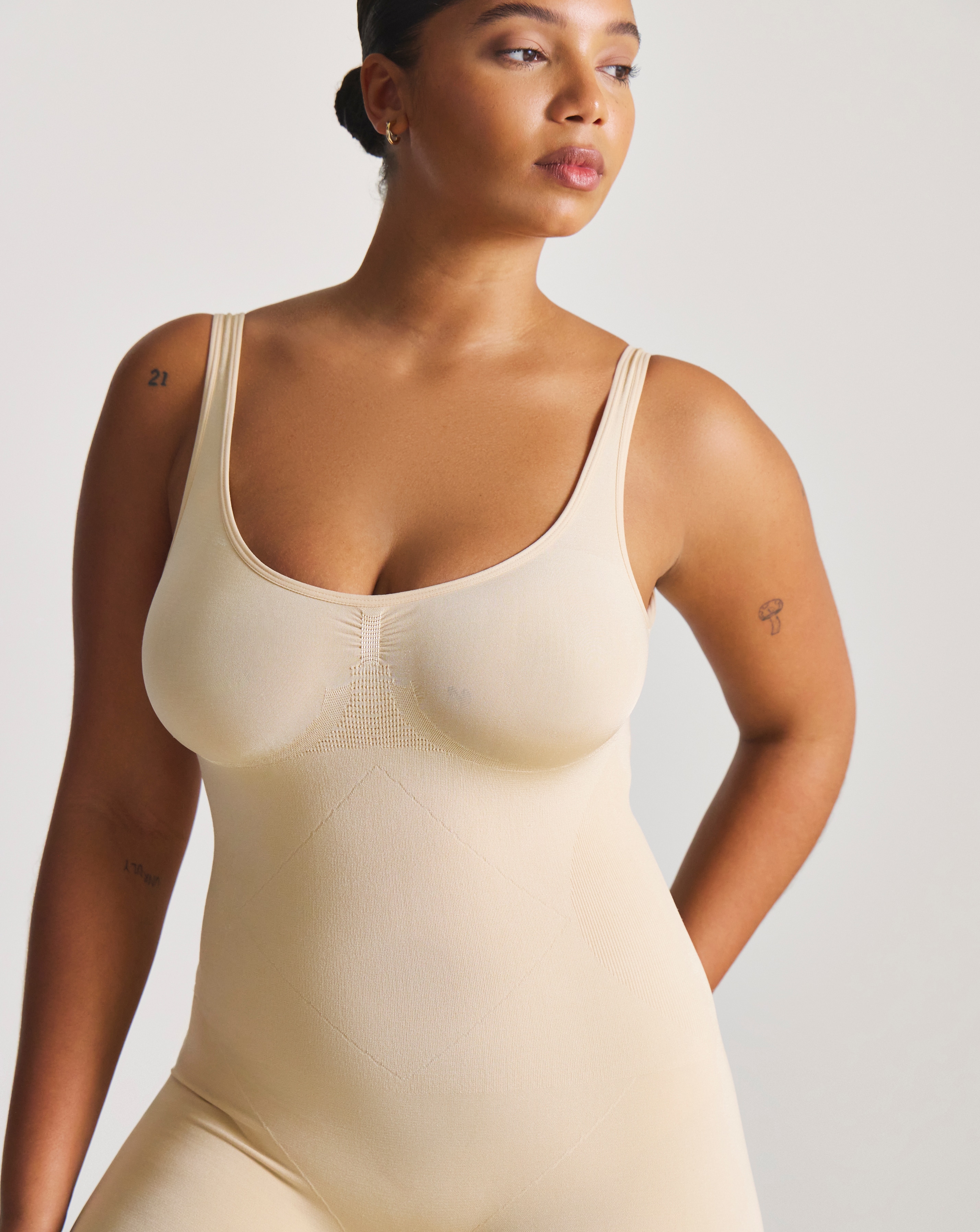 MAGIC Bodyfashion Medium Control Low Back Bodysuit Latte | Simply Be