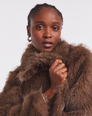 Simply Be Chocolate Short Faux Fur Coat