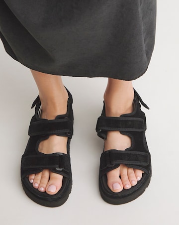 Tyla Strappy Suede Touch and Close Sandals Wide E Fit