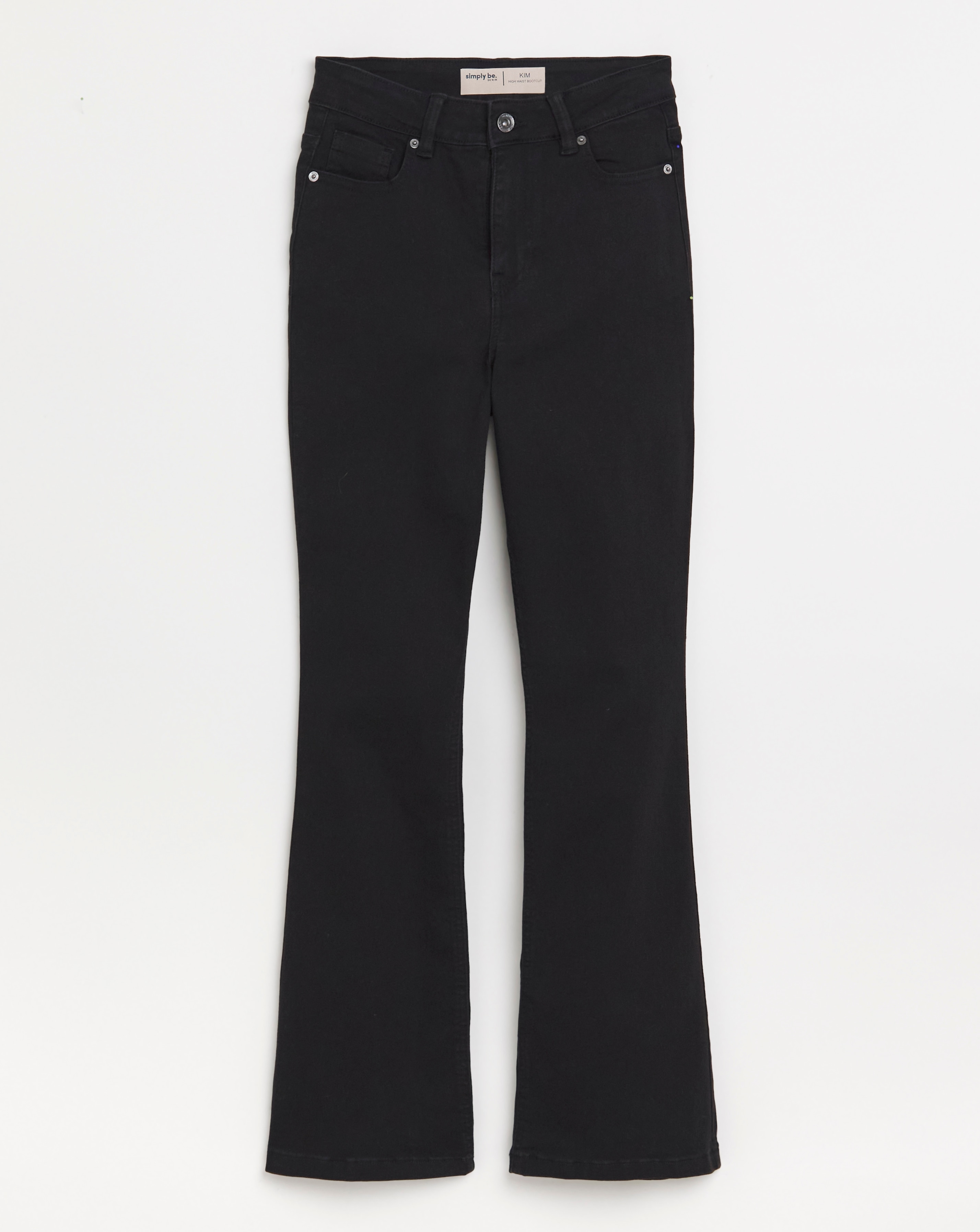 Simply Be Kim Black High Waist Super Soft Bootcut Jeans Simply Be