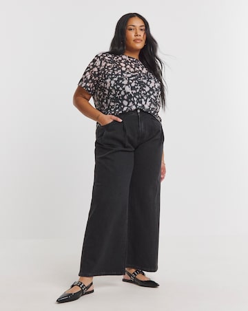 Simply Be Black Blur Print Mesh Relaxed Fit T-Shirt