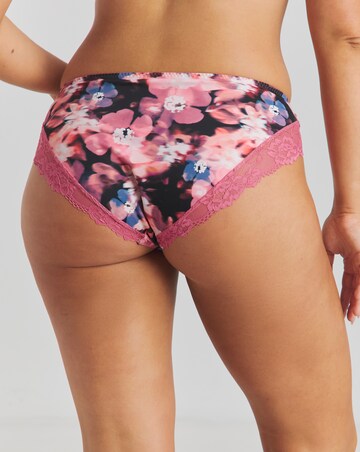 Pretty Secrets (2 Pack) Adrianne Midi Brief Knickers Floral/Black