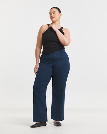 Dark Blue Stretch Wide Leg Pull On Jeggings