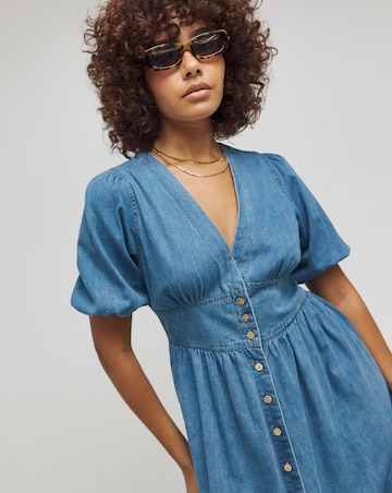 isabel marant leal denim dress Blue 'Nina' Mini Size 36 – Mine & Yours Our new favorite Puff Sleeve Denim Belted GL-09.17.25 Skirt Length:44