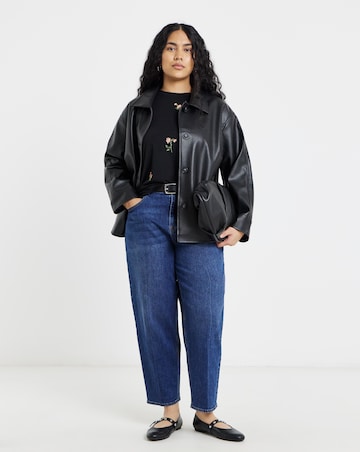 Simply Be Black & Pink Embroidered Ditsy Flower T-Shirt