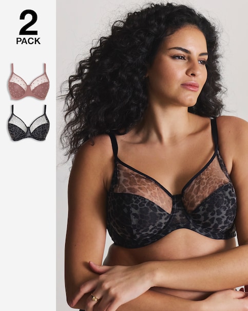 Pretty Secrets (2 Pack) Hannah Animal & Heart Print Full Cup Bras (B-G)
