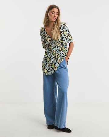 Simply Be Simply Be Floral Print Crinkle Short Sleeve Blouse
