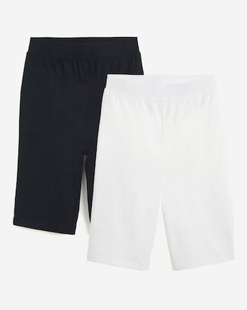 Black/Ecru 2 Pack Cotton Cycling Shorts