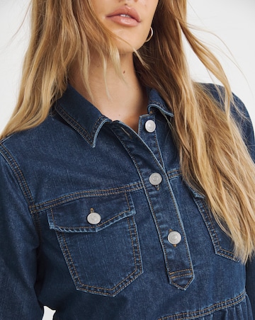 Indigo Long Sleeve Denim Midi Dress