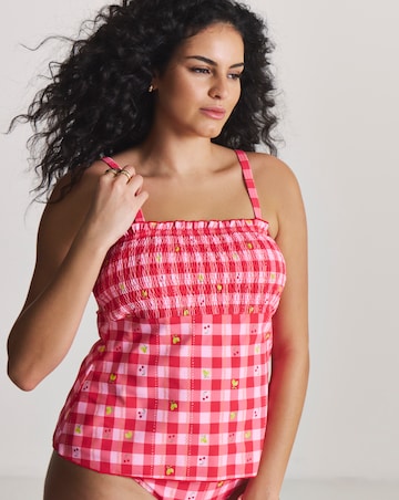 Simply Be Gingham Shirred Tankini Top