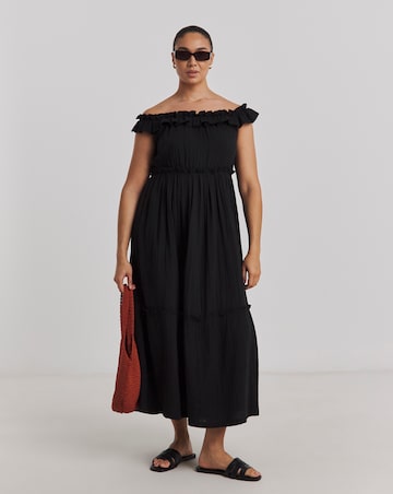 Cheesecloth Maxi Bardot Beach Dress