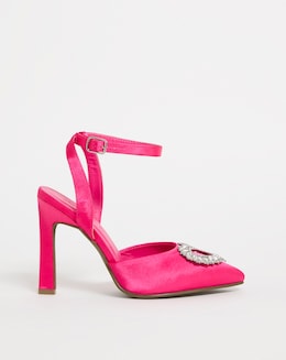 Amelia Heart Trim Heeled Court Shoes - Wide Fit (E)