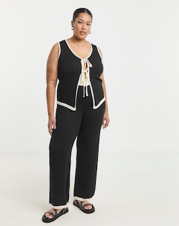 Black &amp; White Contrast Wide Leg Trouser Co-Ord