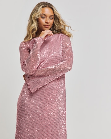 Pink Sequin Midaxi Dress