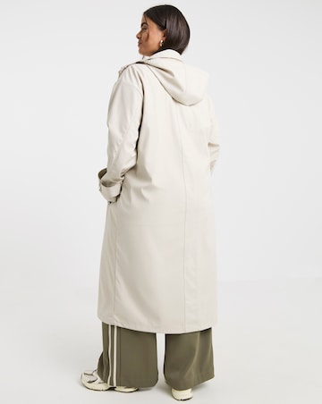 Stone Longline Rubberised Raincoat
