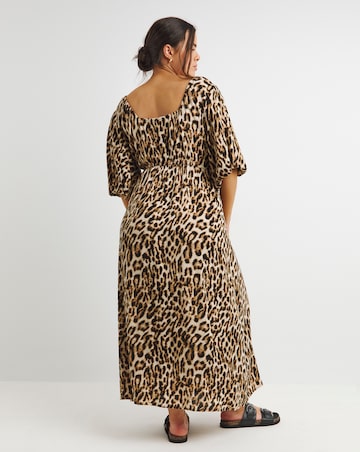 Leopard Crinkle Goddess Midi Dress