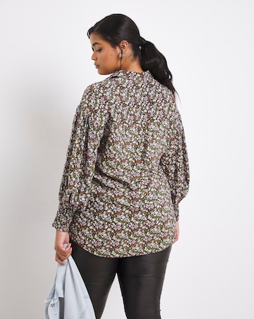 Multi Floral Long Sleeve Dipped Back Shirt
