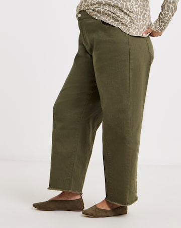 Olive Dart Detail Barrel Leg Jeans