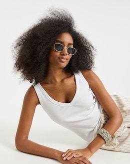 Simply Be White V Neck Tank
