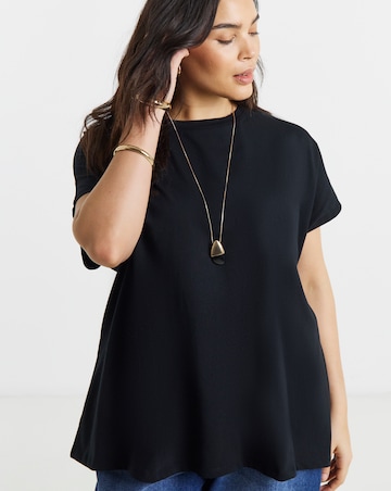 Black Slouchy Dip Back Pure Cotton T-Shirt