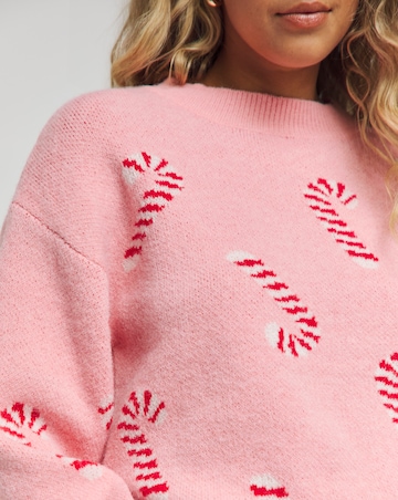 Pink Candy Cane Christmas Jumper