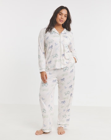 Chelsea Peers Jersey Colourful Animal Stampede Button Up Pyjama Set