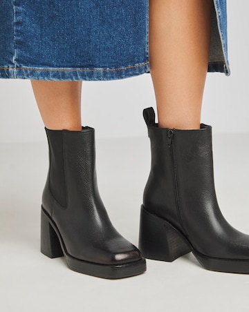 Emery Leather Platform Chelsea Ankle Boots Wide E Fit