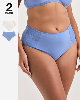 Pretty Secrets (2 Pack) New Sarah Cotton Full Fit Knickers Blue/Cream