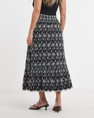 Lovedrobe Broderie Elasticated Back Waist Tiered Midaxi Skirt