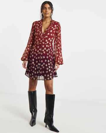 Simply Be Ombre Star Jacquard Skater Dress