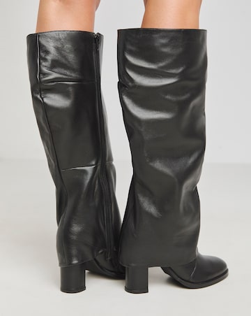Lauretta Leather Gaiter Platform Heeled Boots Wide E Fit Curvy Calf