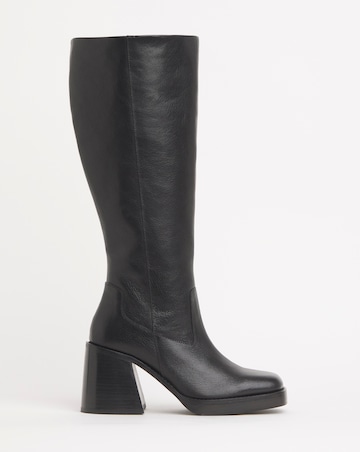 Gingerly Leather Platform Knee High Boots Wide E Fit Super Curvy Calf