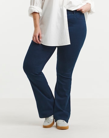 Dark Blue Flared Pull On Jegging