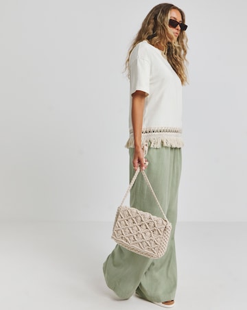 Ecru Fringing Trim Top
