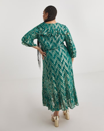 Joanna Hope Foil Print Ruffle Dress