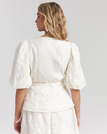 Joanna Hope Textured Wrap Blouse