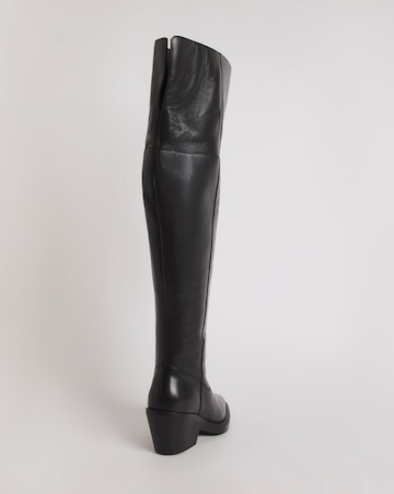 Zena Leather Western Cowboy Over The Knee Boots Extra Wide EEE Fit Curvy Calf