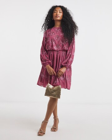 Maya Deluxe Puff Sleeves Embellished Mini Dress