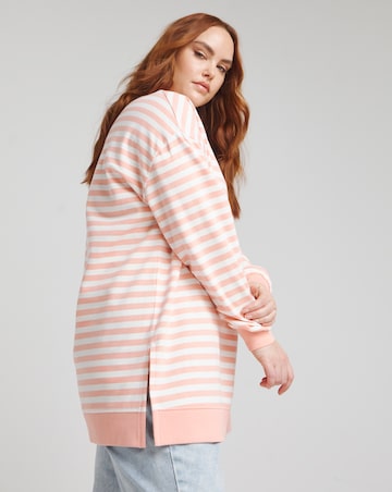 Simply Be Peach & Ivory Stripe Side Split Sweatshirt Tunic